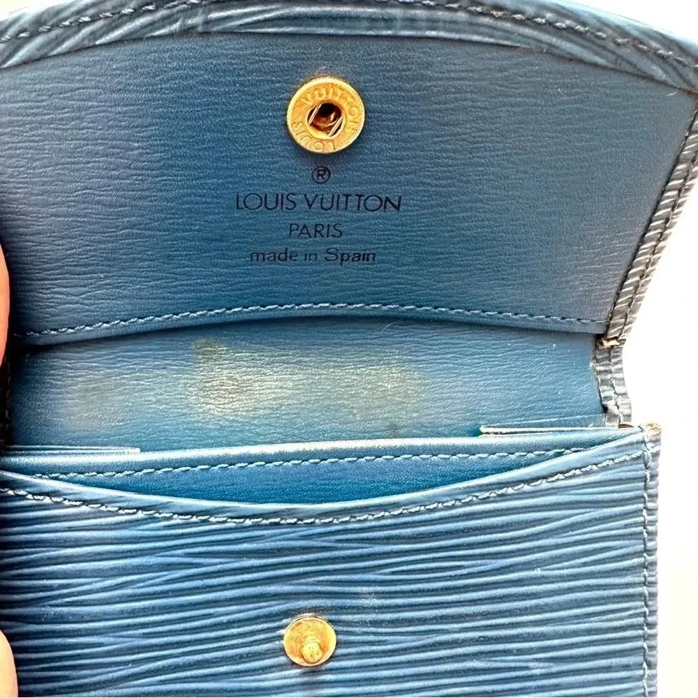 LV blue Epi Porte Minnaie Coin Wallet